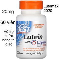 [MỸ] viên Lutein with Lutemax® 2020 20mg 60 viên Doctor's Best hỗ trợ tăng cường thị lực