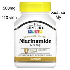 [MỸ] viên Niacinamide 500mg 21st Century 110 viên giúp bổ sung vitamin