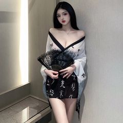 Áo Choàng Ngủ Kimono Nhật Bản Anime Xuyên Thấu Sexy Gợi Cảm Áo Khoác Dài Tay Cosplay Cổ Trang Hanfu Cao Cấp - N744