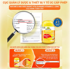 Viên nhai hỗ trợ sức đề kháng Kids Smart Vita Gummies Vitamin C + Zinc Nature's Way (60 viên)