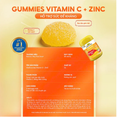 Viên nhai hỗ trợ sức đề kháng Kids Smart Vita Gummies Vitamin C + Zinc Nature's Way (60 viên)