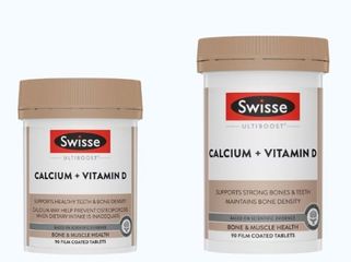 Viên uống Swisse Ultiboost Calcium + Vitamin D giúp hỗ trợ giảm nguy cơ loãng xương 