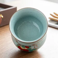 Bộ Ấm Trà Sứ Men Ngọc Băng Rạn – Họa Tiết Quả Hồng Sự Sự Như Ý 773639