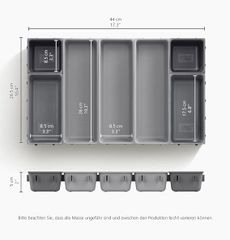 Khay chia ngăn kéo đựng dao dĩa Joseph Joseph 85199 Blox 7-piece Drawer Organiser Set – Grey Hàng anh