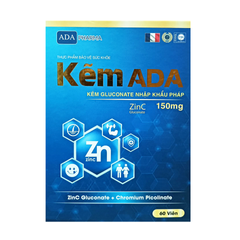 Viên Kẽm ADA 120mg - Bổ Sung Kẽm Gluconate Nhập Khẩu Pháp, Hỗ Trợ Tăng Cường Sức Đề Kháng, Hộp 60 Viên