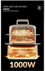 Nồi Hấp Đa Năng 2 Tầng Haatz HTP099, Dung Tích 10L, 8 Chức Năng, 1000W - Bảo Hành Chính Hãng 2 Năm