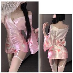 Đồ Ngủ Kimono Nhật Bản Xẻ Ngực Gợi Cảm Sang Trọng Quyến Rũ - N841 Hồng