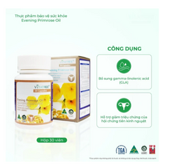 Viên uống hỗ trợ giảm triệuu chứngg của tiền kinh nguyệt Vitatree Evening Primrose Oil (Hộp 30 viên)