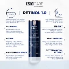 Kem Dưỡng Tái Tạo Và Cải Thiện Nếp Nhăn MD CARE Pro-Retinol 1.0 chai 30ml [hàng công ty]