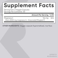 Viên uống Magtein® Magnesi L-Threonate 2000mg của Sports Research® - Magtein® hỗ trợ hấp thụ cao để nâng cao sức khỏe não bộ của Mỹ