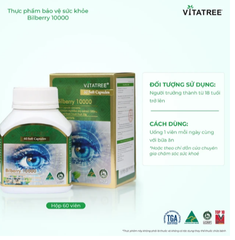 Viên uống hỗ trợ duy trì sức khoẻ của mắt và tăng cường thị lực Vitatree Bilberry 10000 (Hộp 60 viên)