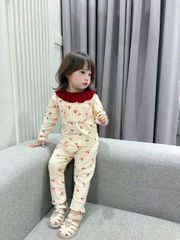 Bộ thun dài tay hello kitty puppy hoa nhí cổ bèo xinh xắn điệu đà co giãn dễ thương thu đông phong cách hàn quốc cho bé gái