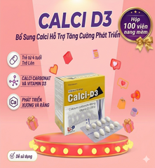 Bổ Sung Calci- D3 Hỗ TRợ Phát Triển Xương, Răng- Hộp 100 Viên Nang Mềm