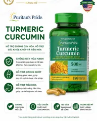 Hàng Mỹ - Puritan's Pride Turmeric Curcumin 500mg 180 Viên - Hỗ Trợ Xương Khớp Và Chống Oxy Hóa
