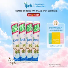 Combo 4 bông tẩy trang cotton Ipek 150 miếng tròn mềm mịn bông tự nhiên không xơ(4 cây x150 miếng)