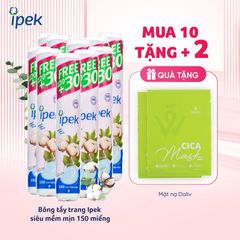 Combo 10 Bông tẩy trang Ipek 150 miếng - Bông Cotton Siêu Mềm Mịn, Tẩy Trang và Làm Sạch Da, Không Gây Kích Ứng