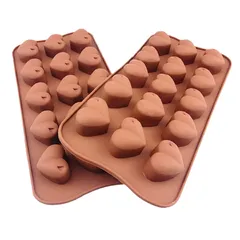 Khuôn silicon làm bánh, rau câu, socola 15 trái tim – Mã số 1531 776489