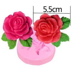 Khuôn silicon làm rau câu hoa hồng 3 lá loại 8 cm - Mã số 1706 776496