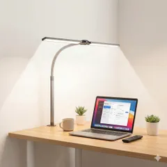 Đèn LED Kẹp Bàn Máy Tính Double Head Desk Lamp – 24W, Có Remote Điều Khiển 776612