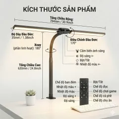 Đèn LED Kẹp Bàn Máy Tính Double Head Desk Lamp – 24W, Có Remote Điều Khiển 776612