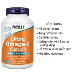 Dầu Cá NOW Ultra Omega-3 180 Viên của Mỹ
