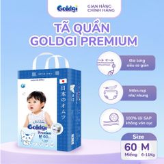 Bỉm quần Goldgi Premium cao cấp mỏng nhẹ, mềm mại như nhung, siêu thoáng chống tràn cho bé từ 6kg trở lên