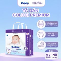Tã dán Goldgi Premium cao cấp mỏng nhẹ, mềm mại như nhung, siêu thoáng chống tràn đủ size chính hãng