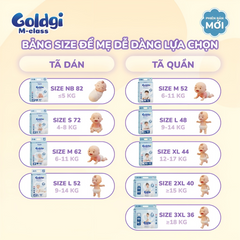 Tã dán Goldgi M-class mỏng nhẹ, siêu khô thoáng hạ nhiệt cho mùa hè đủ size chính hãng