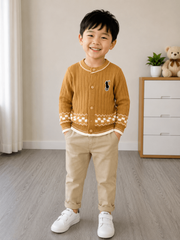 Hàng QC - Áo len ngựa cardigan ô vintage hàn quốc mùa đông ấm áp dày dặn cho bé trai