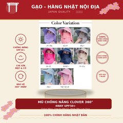 Mũ Chống Nắng Clover Nhật Bản 360° 4WAY UPF50+ Hàng Nhật Nội Địa - Che Kín Mặt Cổ, Chống Tia UV Toàn Diện
