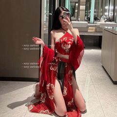 Đồ Cosplay Cổ Trang Trung Hoa Họa Tiết Hoa Cao Cấp Set Hán Phục Áo Yếm Kèm Khăn Choàng Tặng Chip Lọt Khe Gợi Cảm - N794