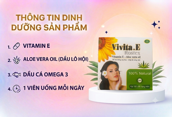 VIÊN UỐNG ĐẸP DA VIVITA.E ROSTEX HỘP 100 VIÊN NANG MỀM