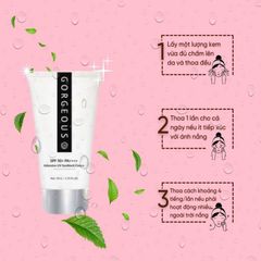 Kem chống nắng múi xù gorgeous trắng da, nâng tone, chống nước lâu trôi tuýp SPF50+PA+++