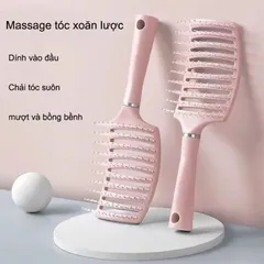 Lược Chải Tóc Tạo Kiểu ABS Thiết Kế Vòng Vung Làm Xoăn Phồng Bọc Đầu Massage, Lược Chải Tóc Gỡ Rối Tạo Phồng Tóc