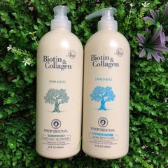 DẦU GỘI + XẢ  BIOTIN COLLAGEN TRẮNG CHÍNH HÃNG 1000ml, DẦU GỘI PHỤC HỒI TÓC HƯ TỔN, CHỐNG GÃY RỤNG