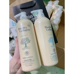DẦU GỘI + XẢ  BIOTIN COLLAGEN TRẮNG CHÍNH HÃNG 1000ml, DẦU GỘI PHỤC HỒI TÓC HƯ TỔN, CHỐNG GÃY RỤNG