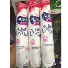 Bông tẩy trang cotton Aura 150 miếng - Anh 777195