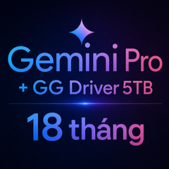 Tài khoản AI gemini pro 18 tháng tặng kèm 5 TB google driver