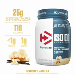 Bột protein whey thủy phân Dymatize ISO100, hương vani cao cấp, 20 khẩu phần