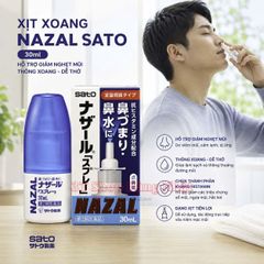Dung Dịch Nazal Sato Nhật Bản 30ml, được điều chế với thành phần  thiên nhiên giúp làm giảm chứng sổ mũi, nghẹt mũi, dị ứng mũi, viêm xoang cấp và mãn tính