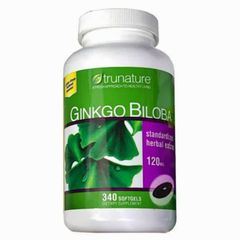 Viên uống Tăng cường tuần hoàn não TruNature Ginkgo Biloba 120 mg 340 viên - Hỗ trợ trí nhớ - Giảm rối loạn tiền đình - S/P Chuẩn Mỹ
