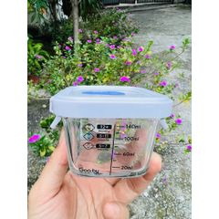 Set 2 Hộp Thủy Tinh Trữ Đồ Ăn Dặm 140ml Cho Bé