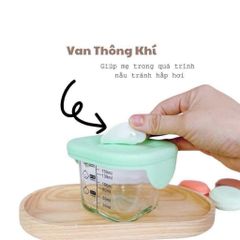 Set 2 Hộp Thủy Tinh Trữ Đồ Ăn Dặm 140ml Cho Bé