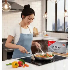 Chảo inox Amey 28cm thiết kế sang trọng, chắc tay, nấu ăn tiện lợi mỗi ngày