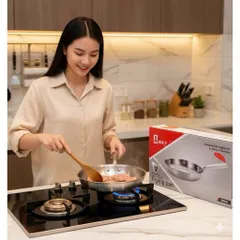 Chảo inox Amey 28cm thiết kế sang trọng, chắc tay, nấu ăn tiện lợi mỗi ngày