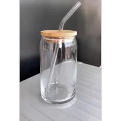 set 2 ly thủy tinh nắp gỗ kèm ống hút thủy tinh 550ml