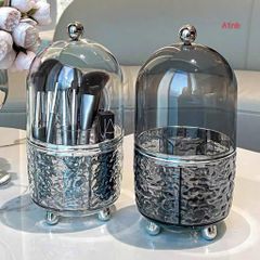 Lọ Đựng Cọ Trang Điểm Xoay 360° Có Nắp Chống Bụi – Hộp Đựng Mỹ Phẩm Hoạ Tiết Gợn Sóng Sang Trọng