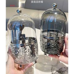 Lọ Đựng Cọ Trang Điểm Xoay 360° Có Nắp Chống Bụi – Hộp Đựng Mỹ Phẩm Hoạ Tiết Gợn Sóng Sang Trọng