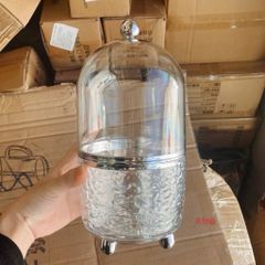 Lọ Đựng Cọ Trang Điểm Xoay 360° Có Nắp Chống Bụi – Hộp Đựng Mỹ Phẩm Hoạ Tiết Gợn Sóng Sang Trọng