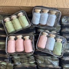 sét 3 lọ chiết mỹ phẩm du lịch kèm túi zip – lọ đựng dầu gội, sữa tắm, kem dưỡng tiện lợi